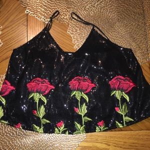 Crop Top NWT Black Sequin